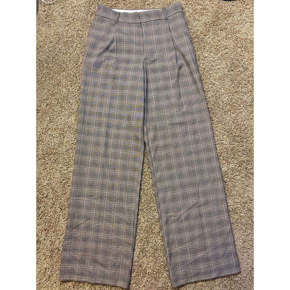 Zara High-Waisted Plaid Wide Leg Trousers Womens Size Small